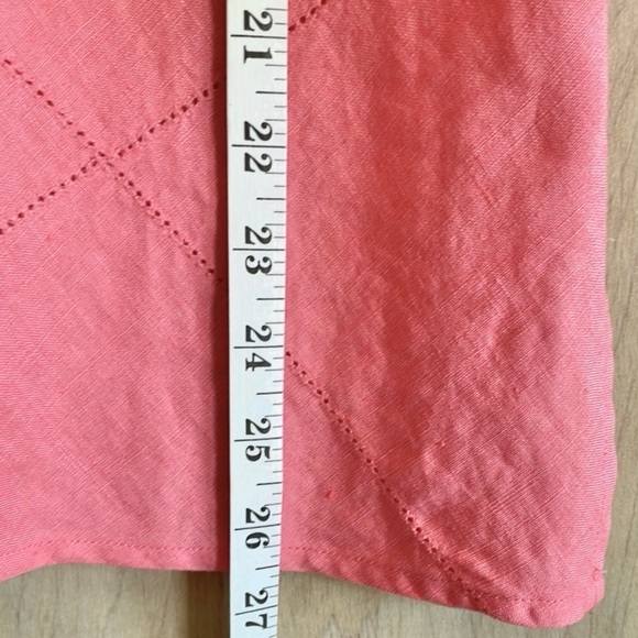 EDWARD 100% Irish Linen Coral Color 3/4 Sleeve Blouse Women’s Large - Picture 9 of 9